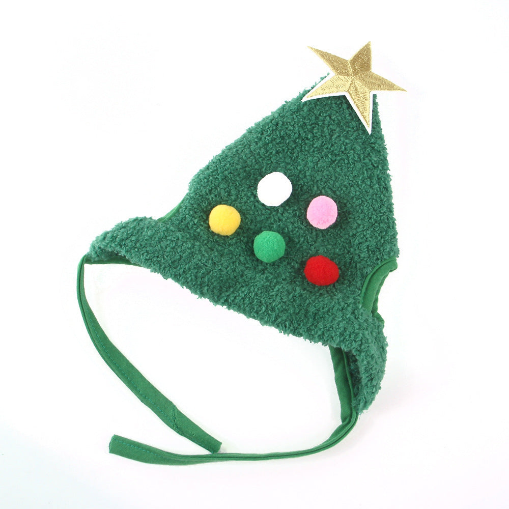 Weihnachts Haustierhut mit Pompon und Goldrand