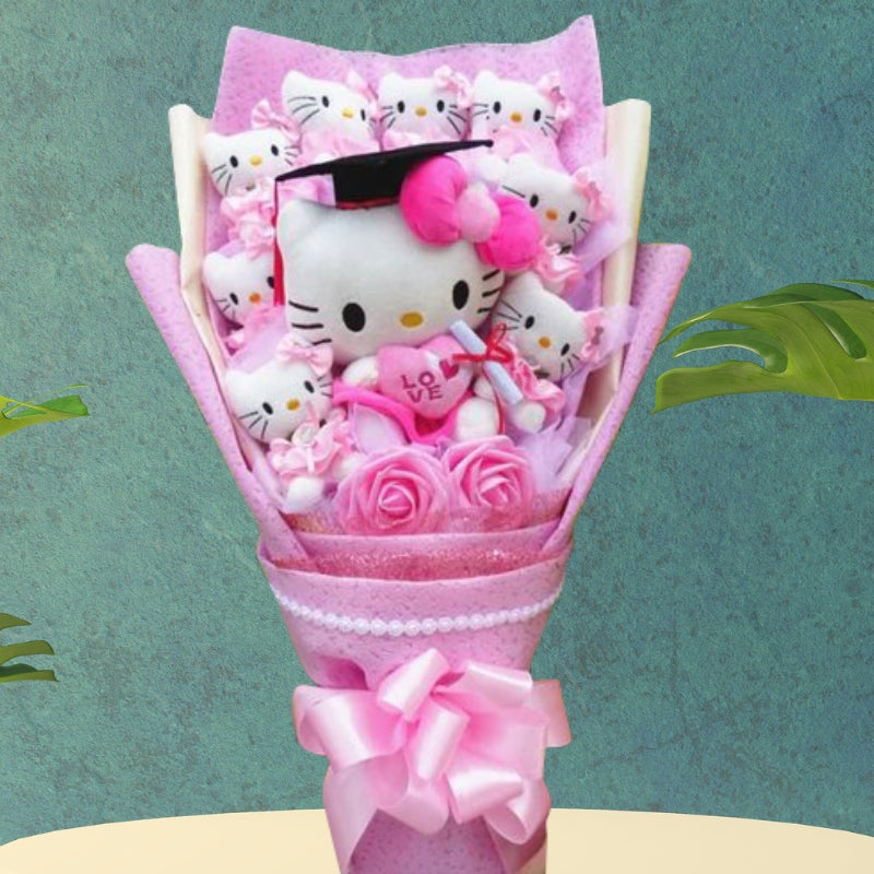 Bunte Synthetische Blumenstrauß Mit Hello Kitty Figuren Für Geschenke Und Dekoration