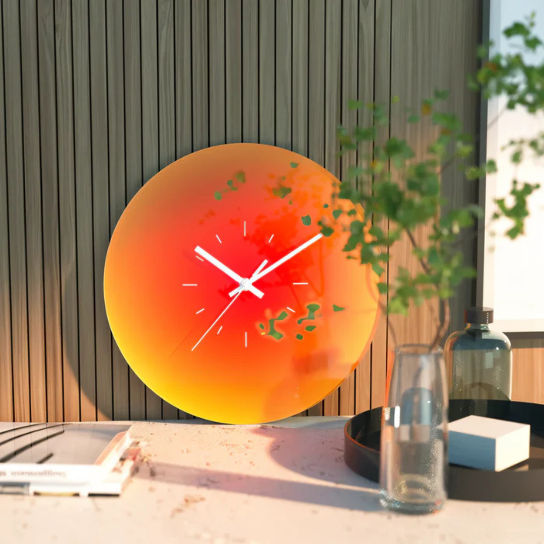 Sonnenuntergang - Design Wanduhr aus Glas