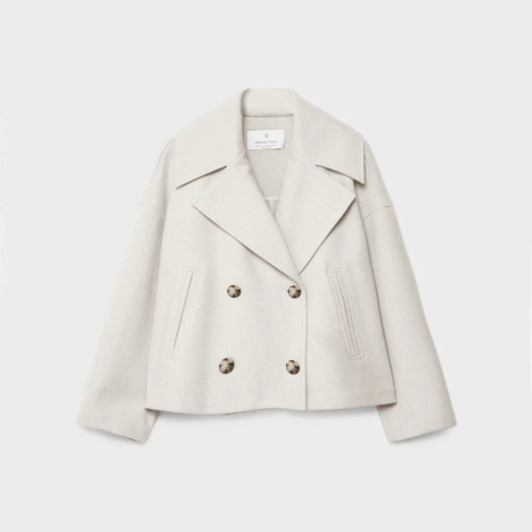 Kurze Damenjacke mit doppelter Knopfleiste | Warm