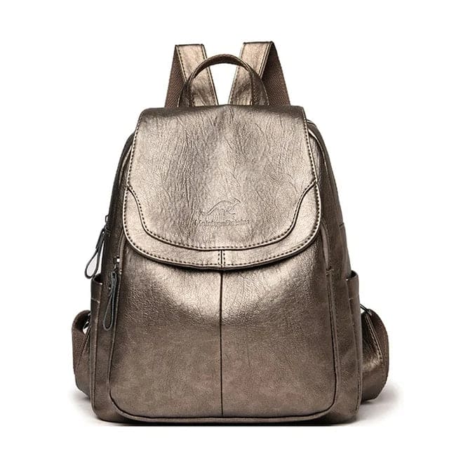 Diebstahlsicherer Rucksack aus Leder für Damen mit RFID-Schutz und versteckten Reißverschlüssen