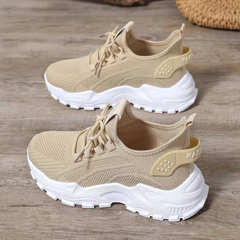 Damen Atmungsaktive Strick-Sneaker - Leichtgewicht, Bequeme Niedrige Laufschuhe für Alle Jahreszeiten