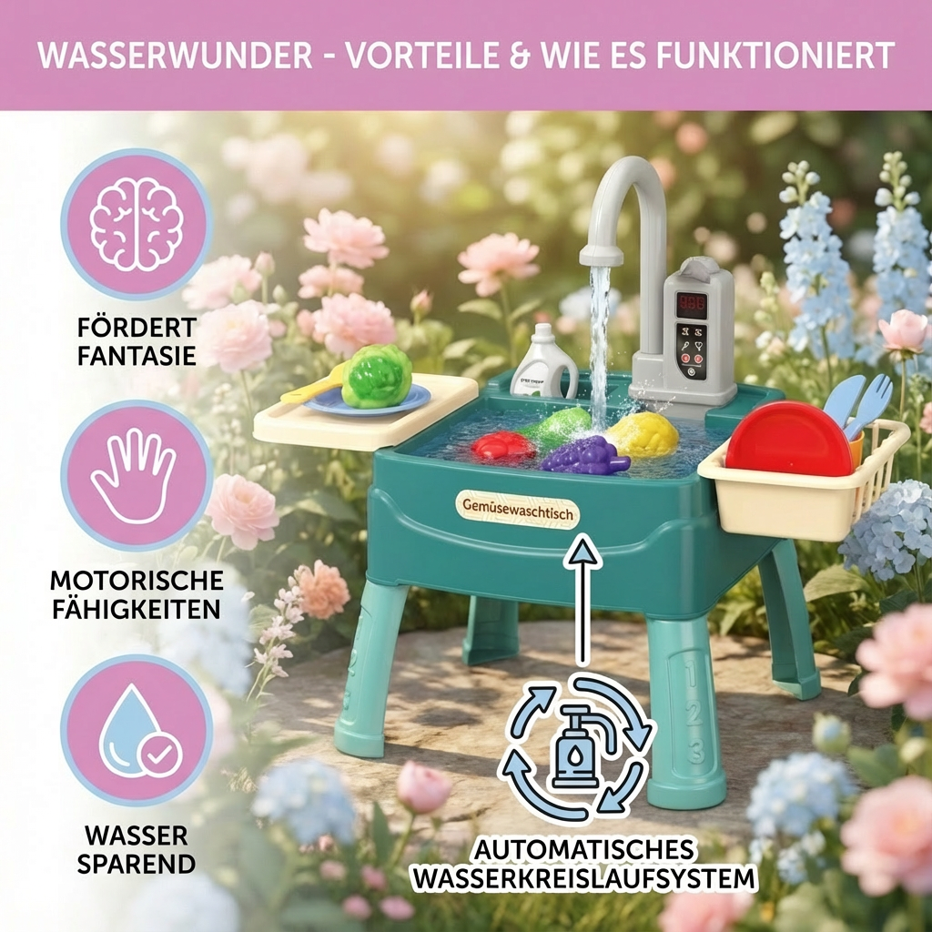 WasserWunder Spielküche mit Magischem Wasserhahn für Kinder