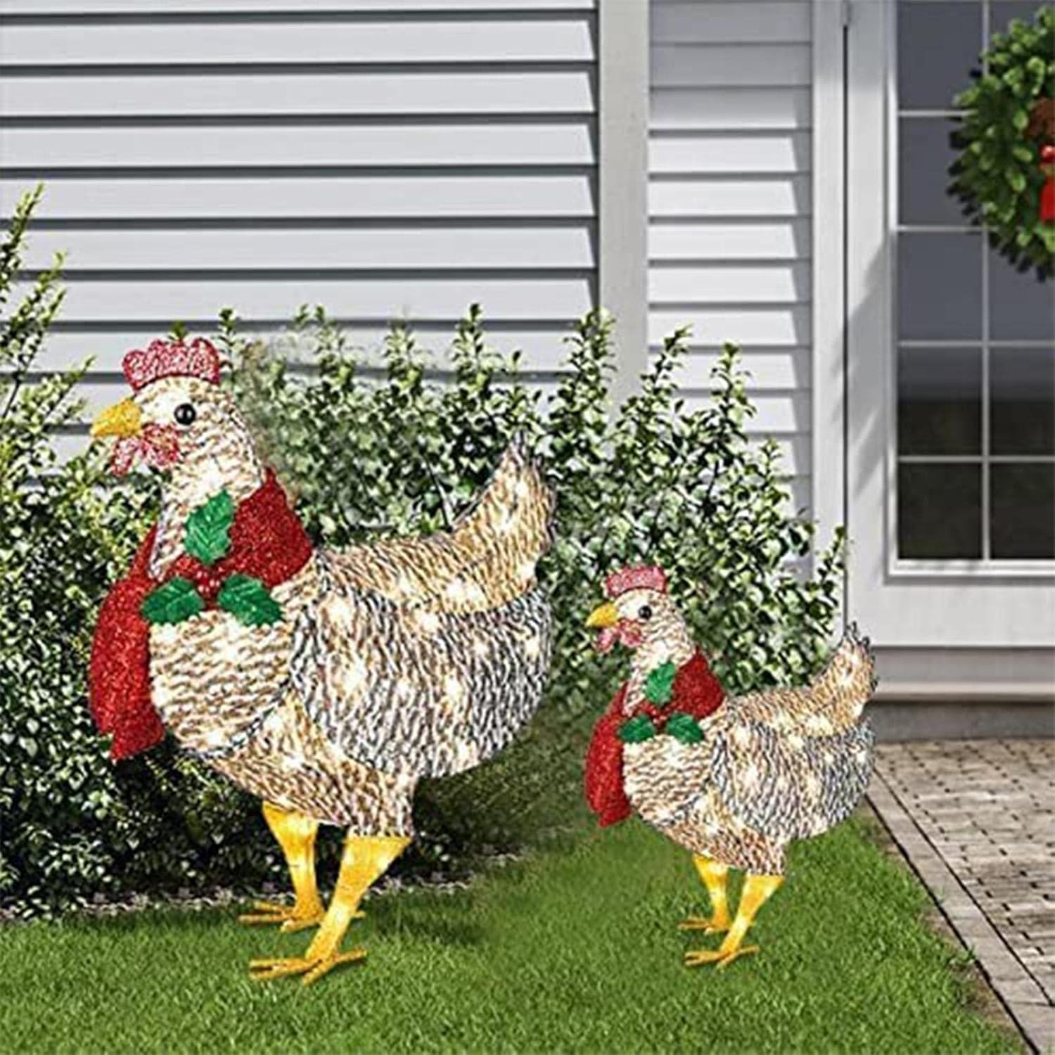 WinterHen LED Huhn mit Schal – Leuchtende Weihnachtsdekoration für drinnen und draußen