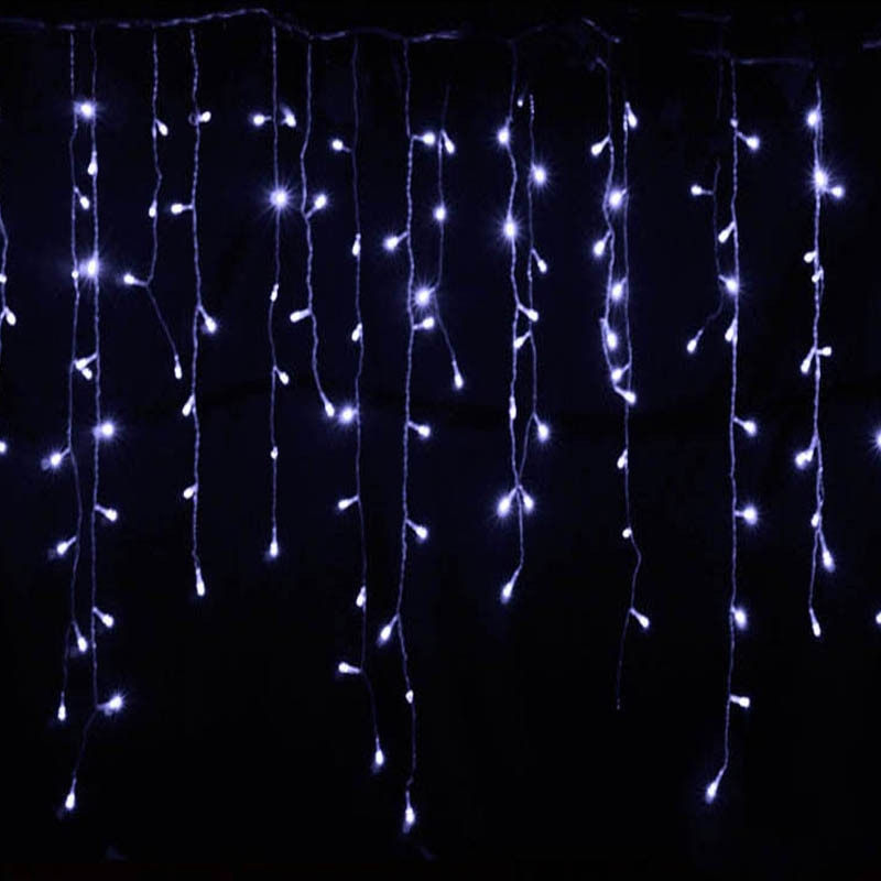 LED Weihnachtsbeleuchtung mit Eiszapfen und Sternenhimmel – Lichtvorhang für Außen