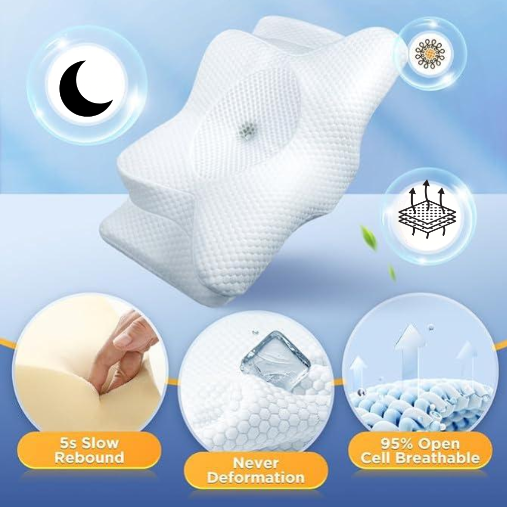 Anti-Schnarch Kissen | Ergonomische Nacken- und Kopfstütze | Weiß