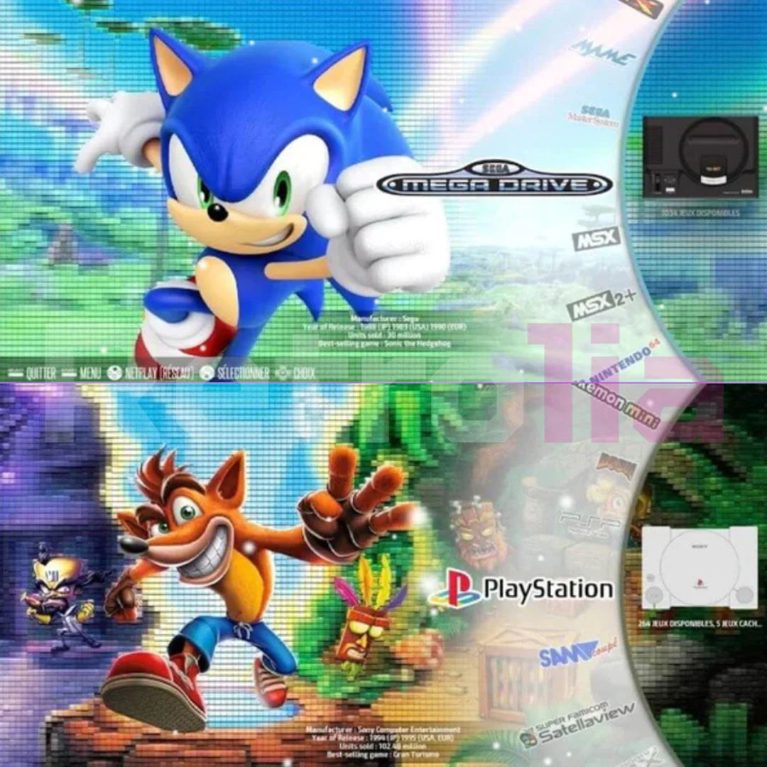 PixelDrive 64gb: Original mit 2 Controllern - Über 20.000 Spiele von Mario bis Pokémon