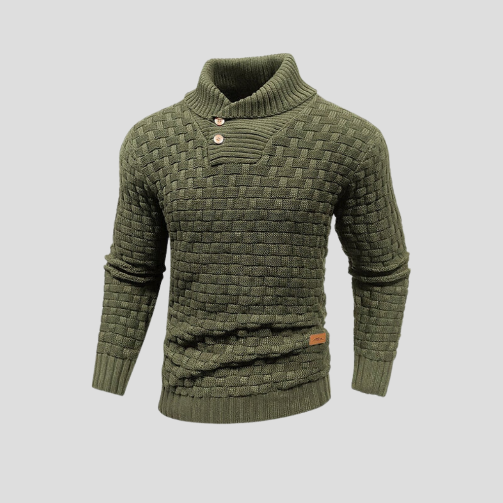 KnitForm Herrenpullover – Strickpullover mit Halbkraagen und Knopfverschluss in klassischer Passform