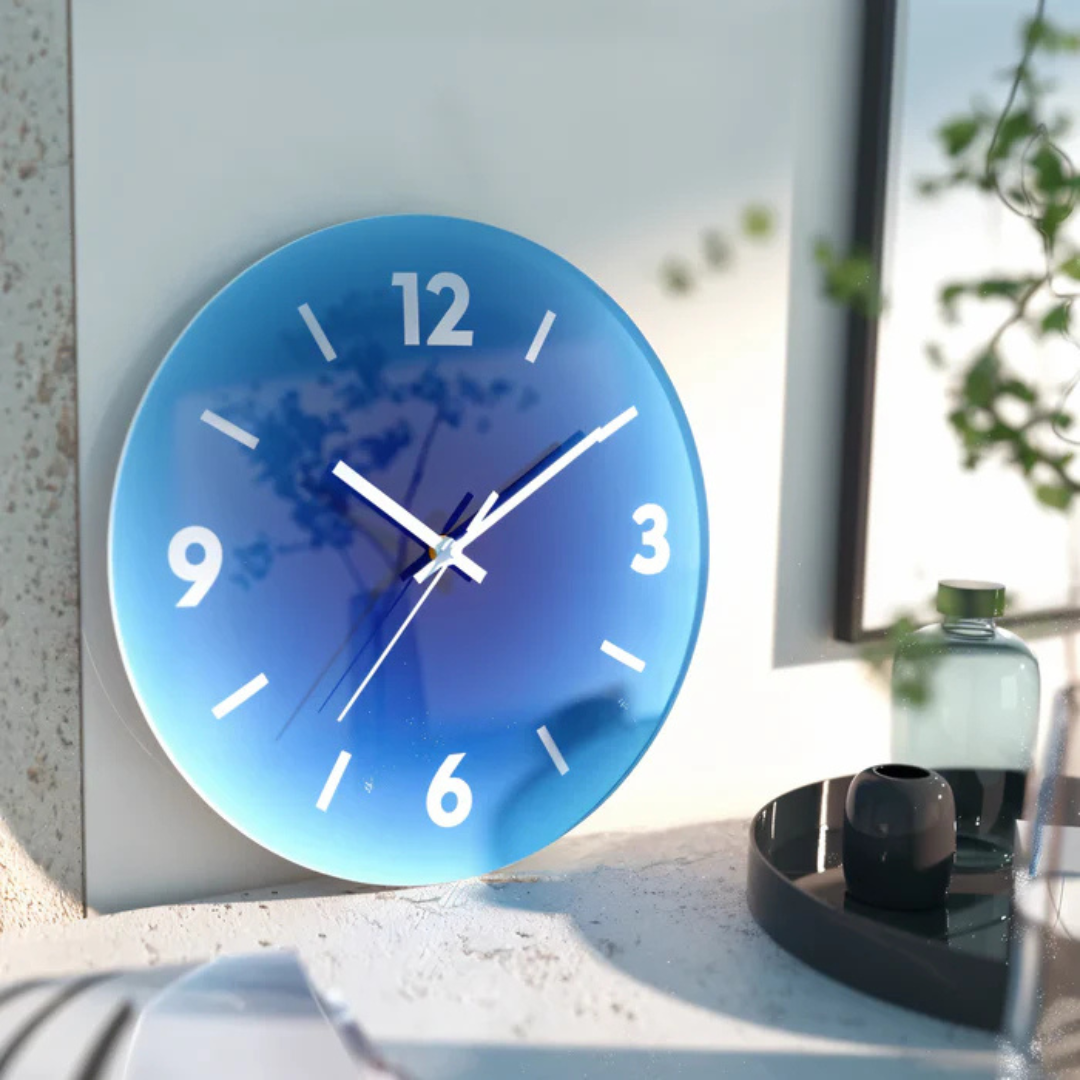 Sonnenuntergang - Design Wanduhr aus Glas