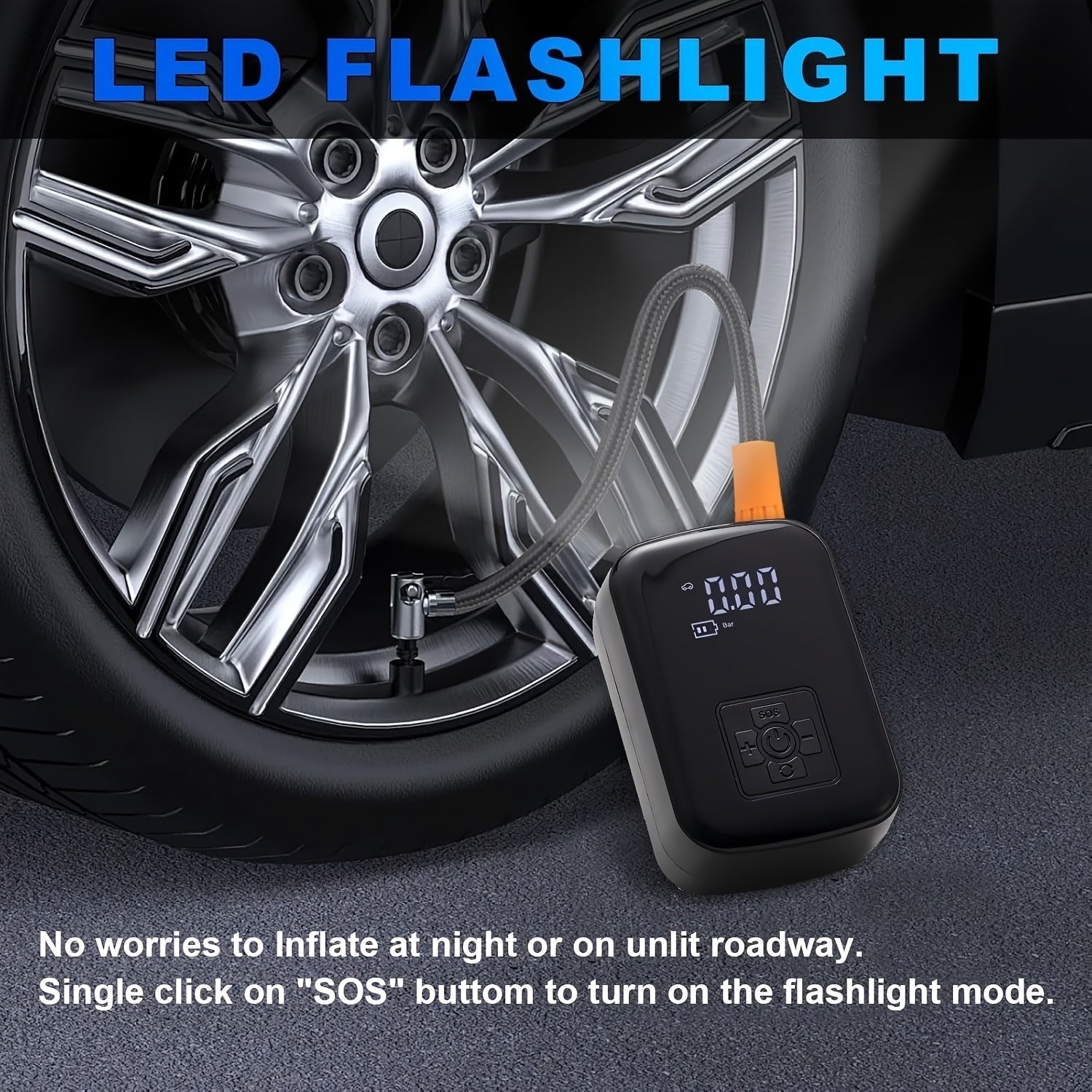 AirPump Pro - Tragbarer Luftkompressor mit Digitalanzeige & LED-Licht