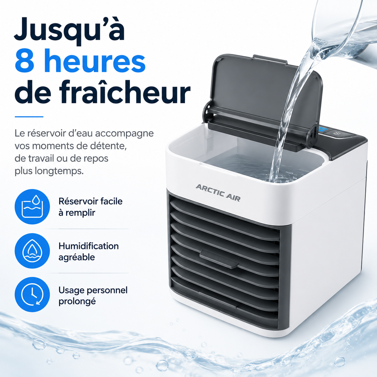 3-in-1 Luftkühler mit Ventilator, Luftbefeuchter und Luftreiniger – Tragbar, leise und mit LED-Nachtlicht
