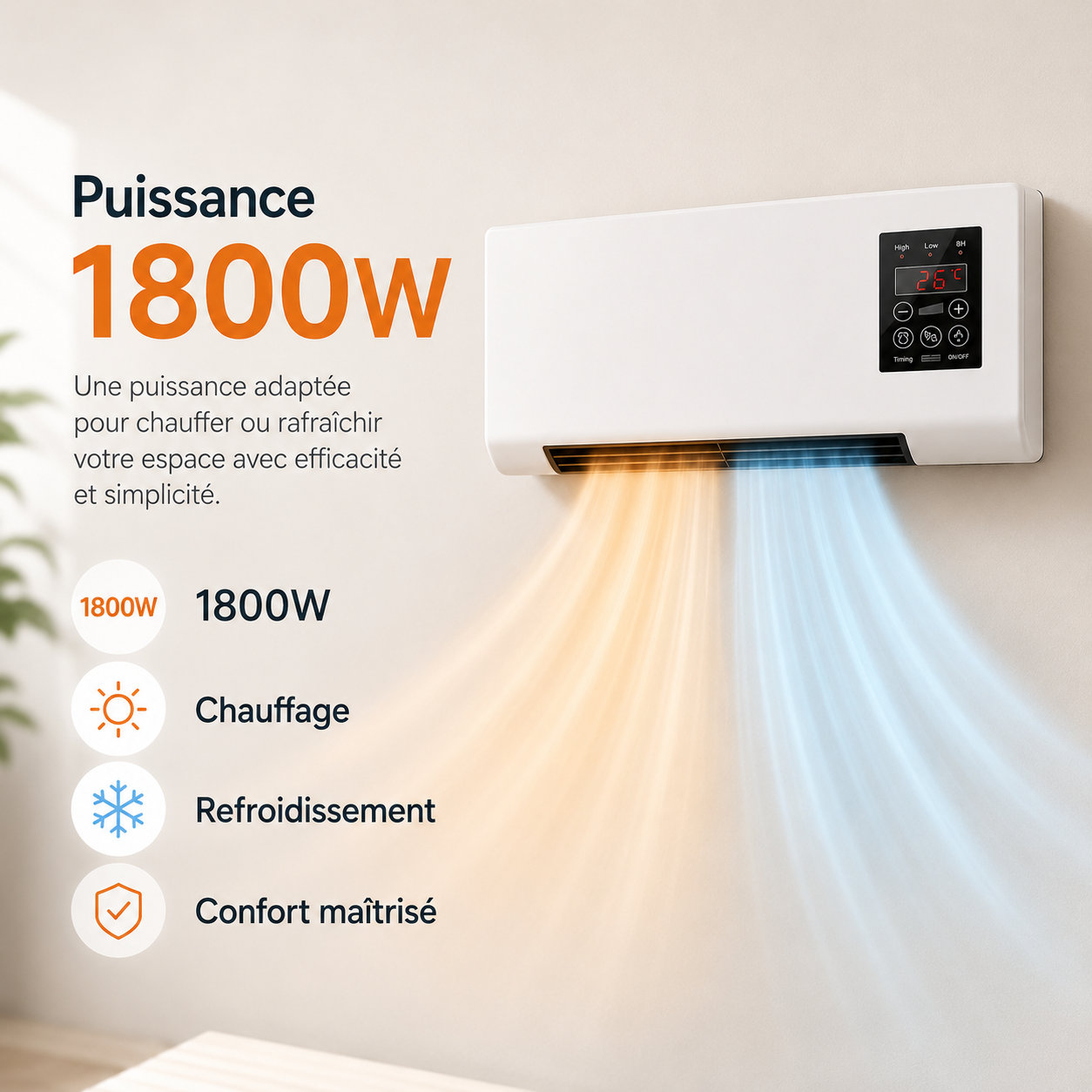 Klimaanlage | Heizung und Kühlung | Wandmontiert mit Fernbedienung