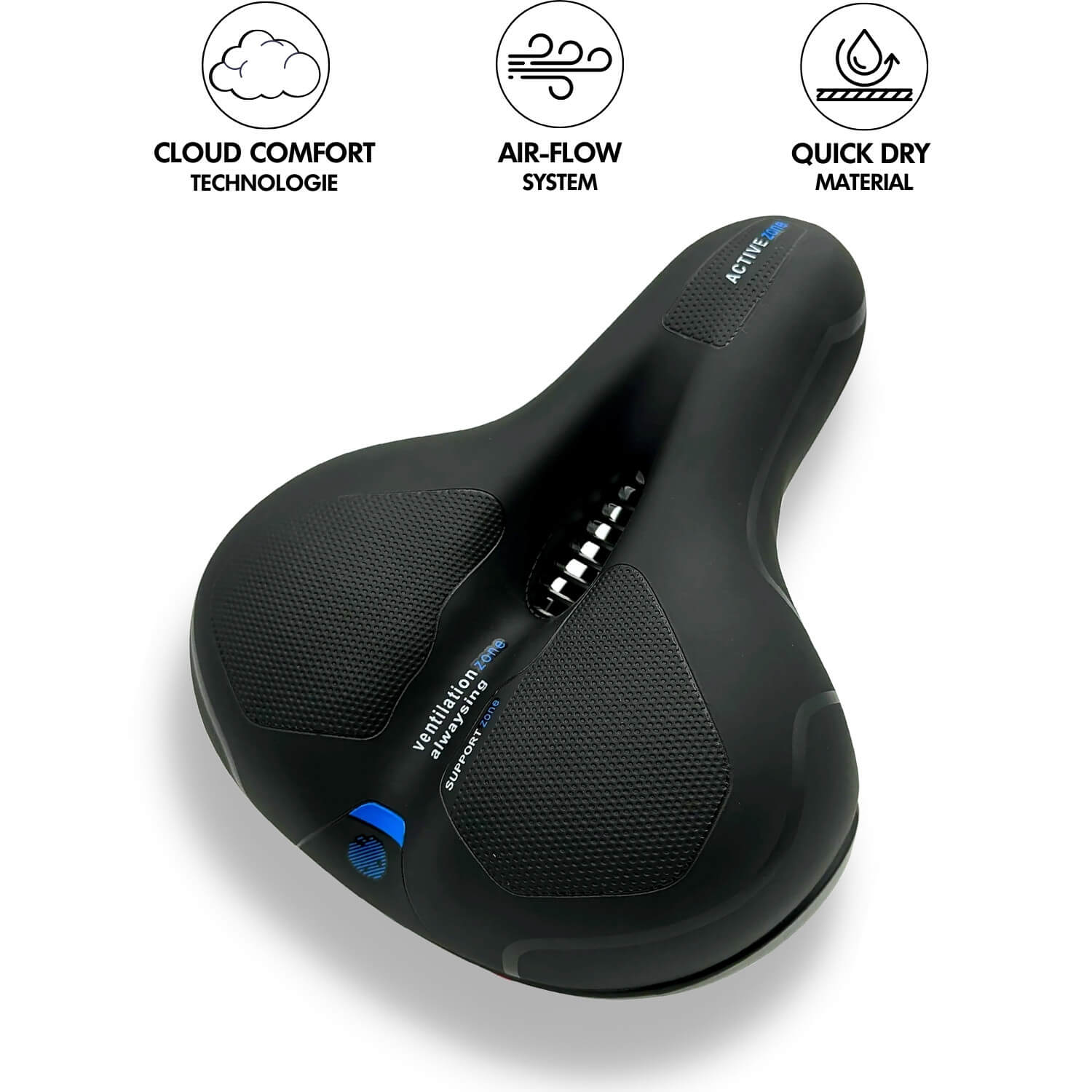 Sandsberg | CloudComfort Pro Fahrradsattel | Druckentlastender Memory-Schaum | Schwarz