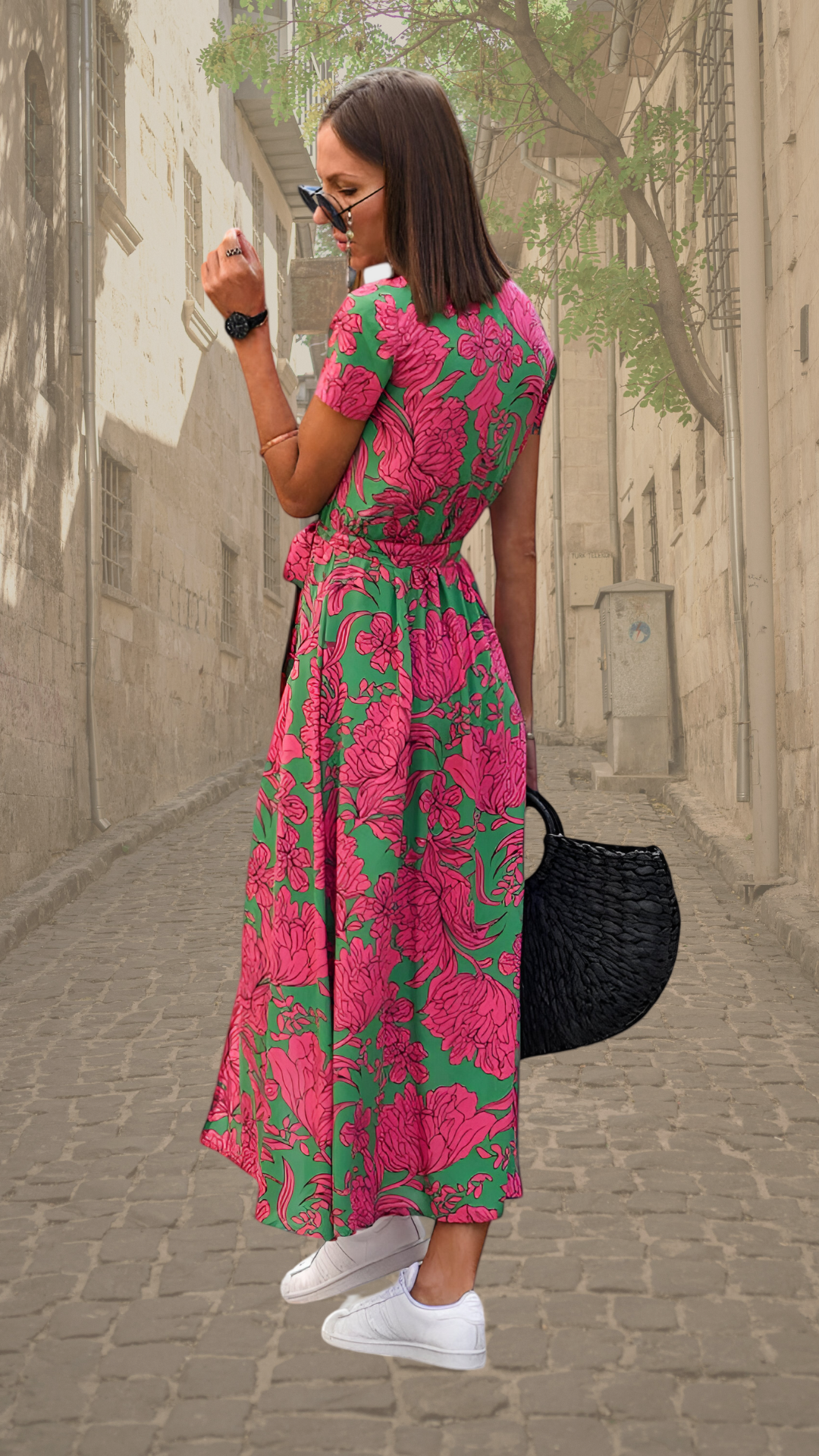 Aubrey | Aussagekräftiges Floral Wickel-Maxi-Kleid