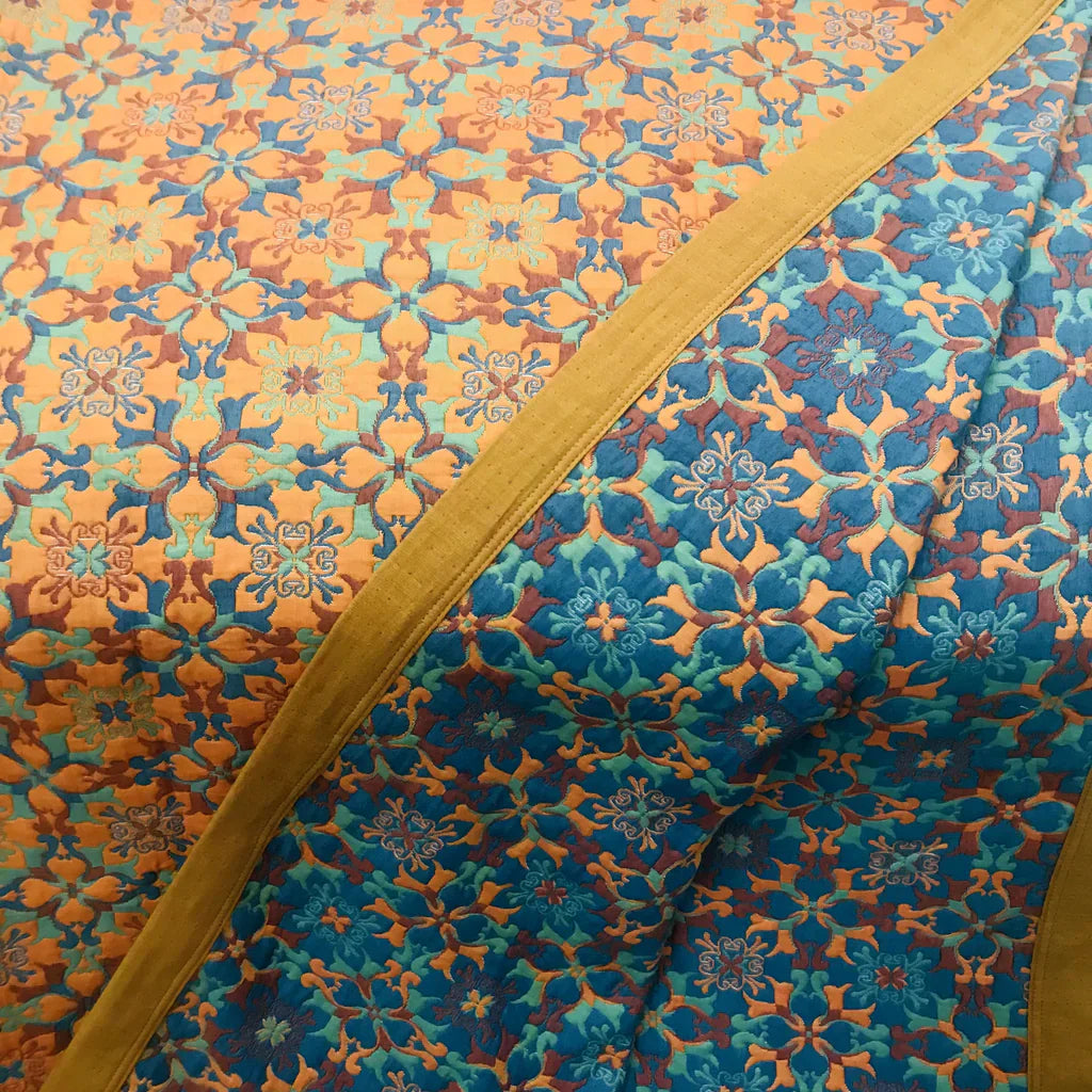 & Blaues Muster Sechs-lagiges Baumwoll-Quilt - TerraLoom