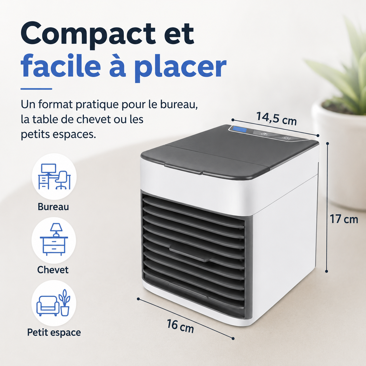 3-in-1 Luftkühler mit Ventilator, Luftbefeuchter und Luftreiniger – Tragbar, leise und mit LED-Nachtlicht