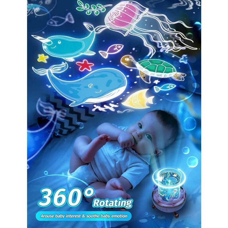 Frostwave | Kinder 360° Rotierender Kaninchen Nachtlicht Projektor