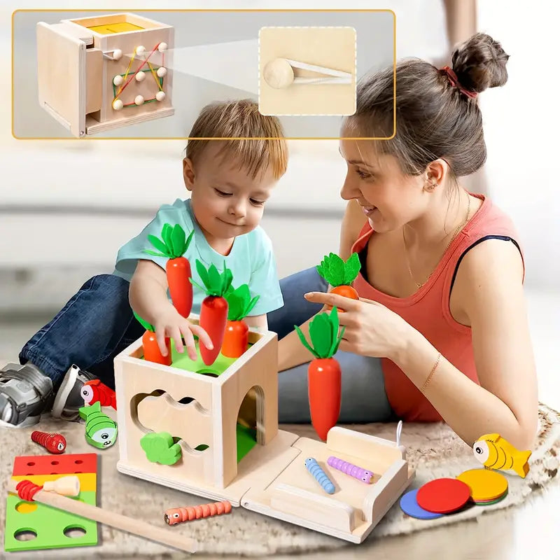 8-in-1 Holz Montessori Spielbox – Pädagogisches Spielzeug für Babys