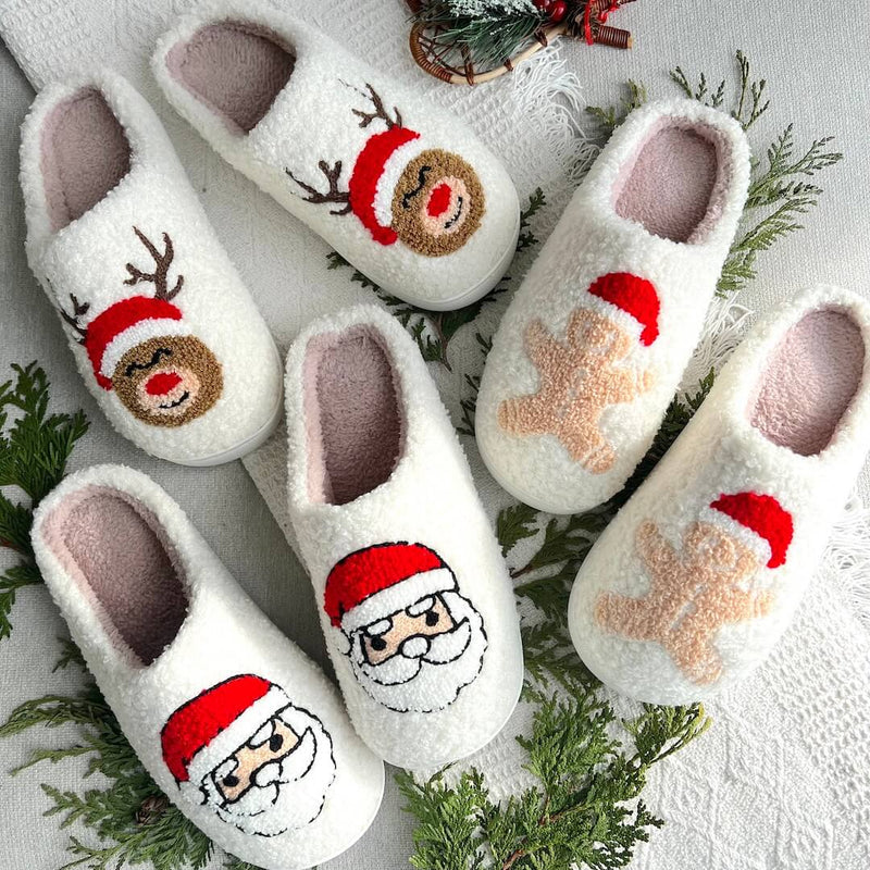 SnowJoy Weihnachtspantoffeln – Warme Schlappen mit Festlichem Design & Antirutschsohle