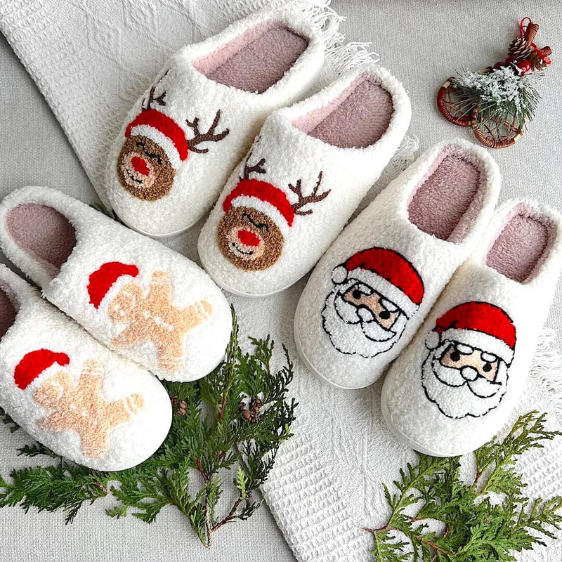 SnowJoy Weihnachtspantoffeln – Warme Schlappen mit Festlichem Design & Antirutschsohle