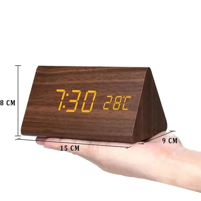 Futura Wecker Holzoptik LED Mit Drei Alarmen Temperaturanzeige Einstellbare Helligkeit