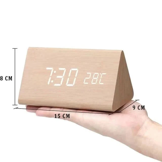 Futura Wecker Holzoptik LED Mit Drei Alarmen Temperaturanzeige Einstellbare Helligkeit