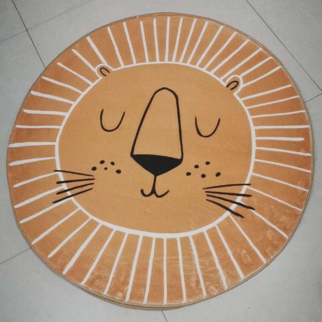 Runder Löwe Teppich für Kinder Weiches Polyester Teppich 80cm 100cm 120cm