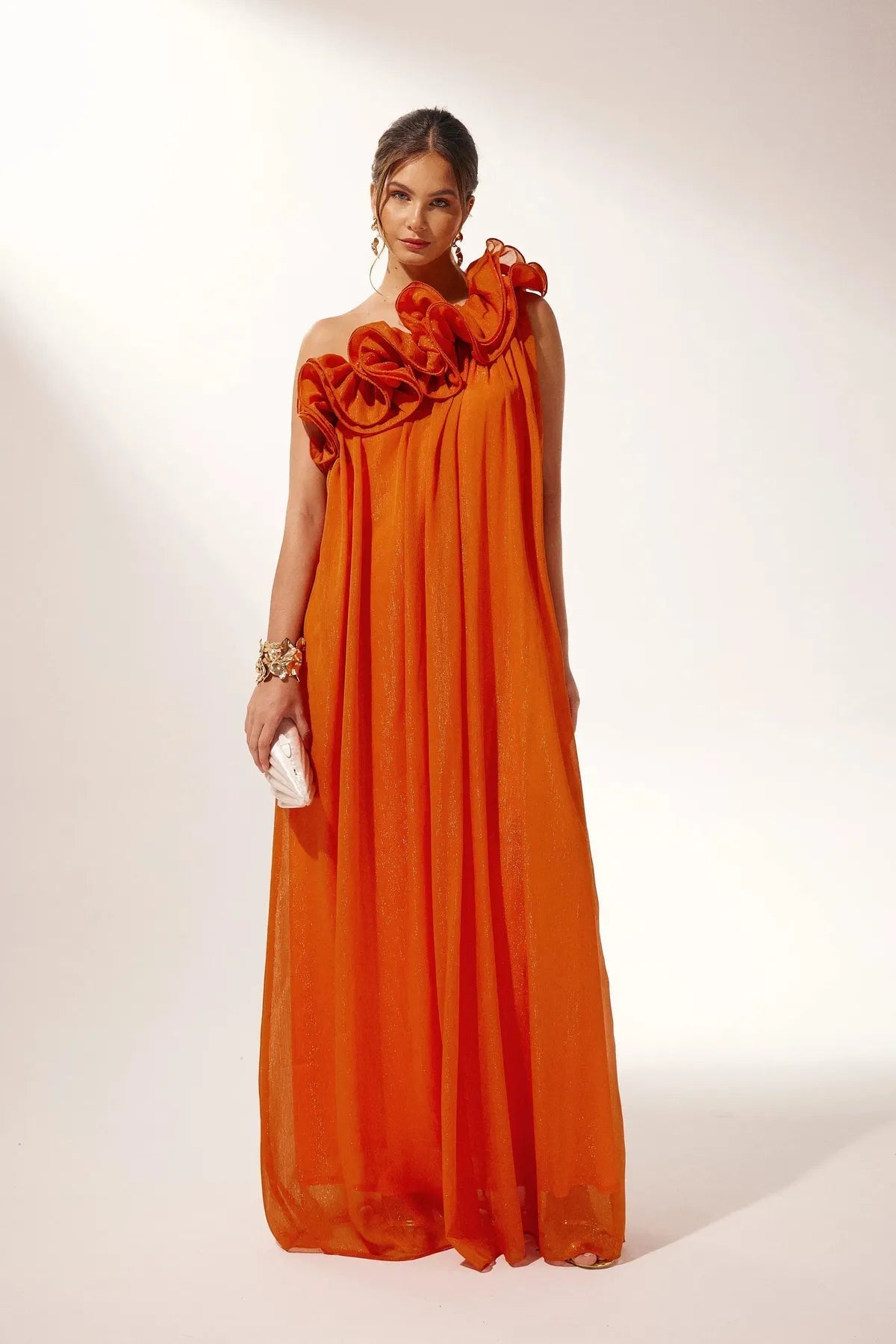 ElegantEve Asymmetrisches Abendkleid | Ein-Schulter-Design mit Blumenmuster für einen atemberaubenden Look