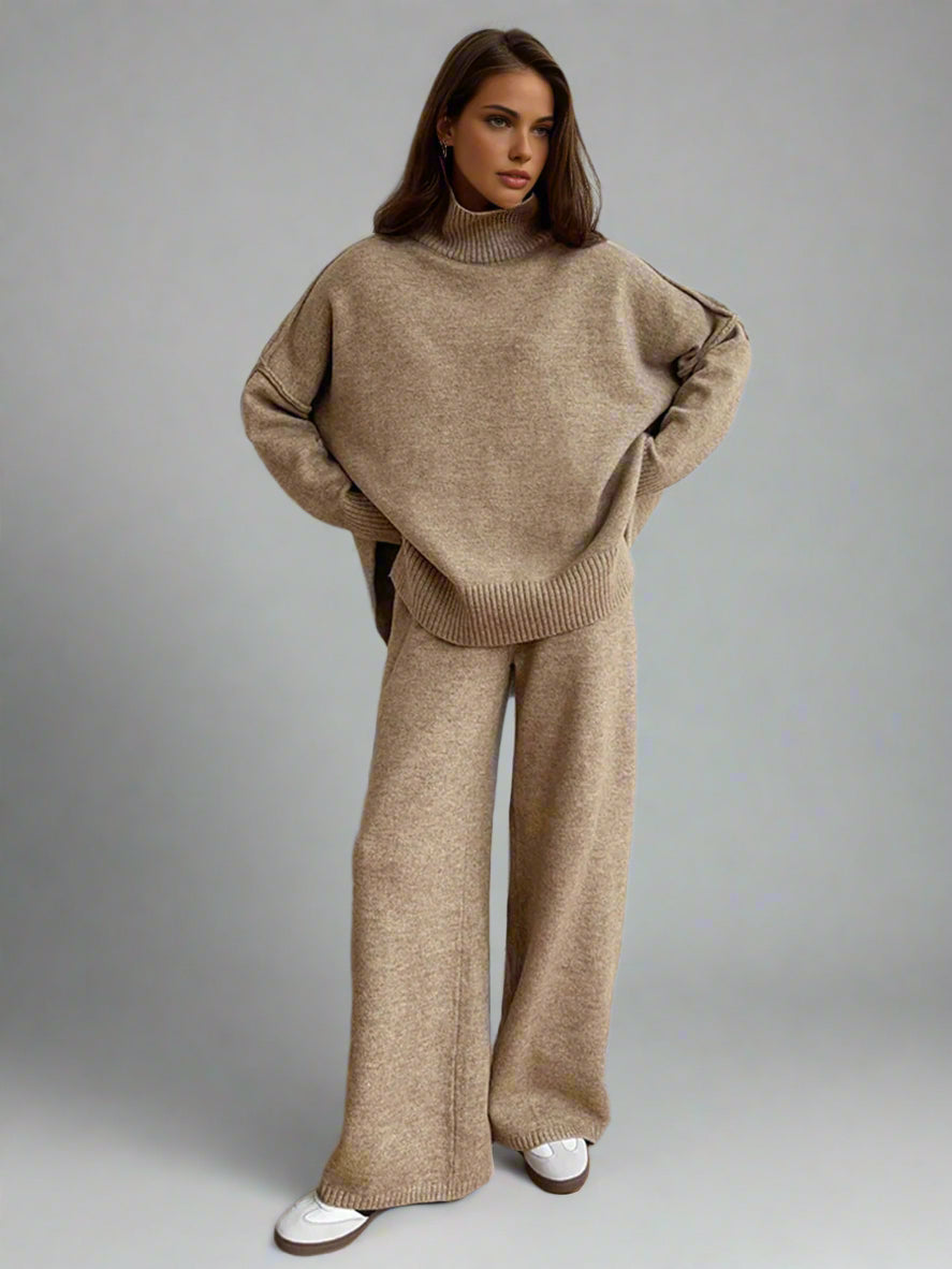 CozyNest Rollkragen-Loungewear-Set | Luxuriöser, weicher Strick für ultimativen Komfort und Stil