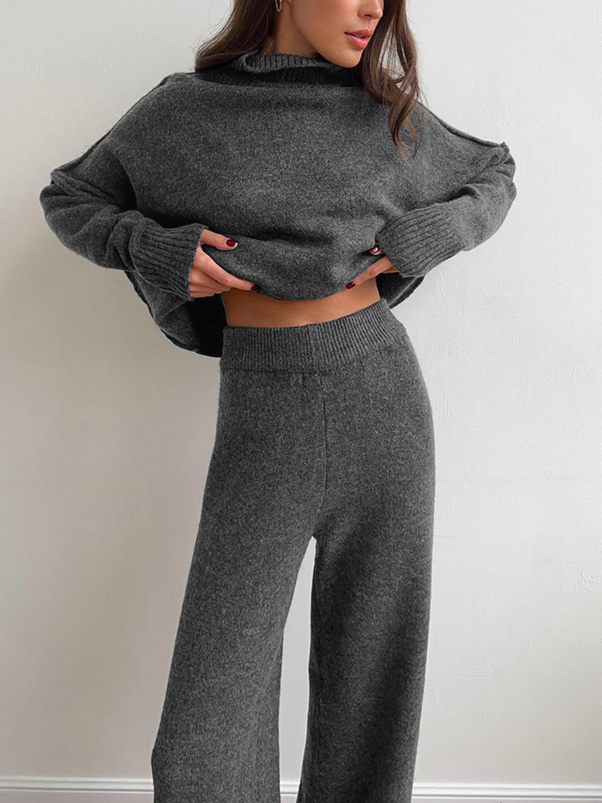 CozyNest Rollkragen-Loungewear-Set | Luxuriöser, weicher Strick für ultimativen Komfort und Stil