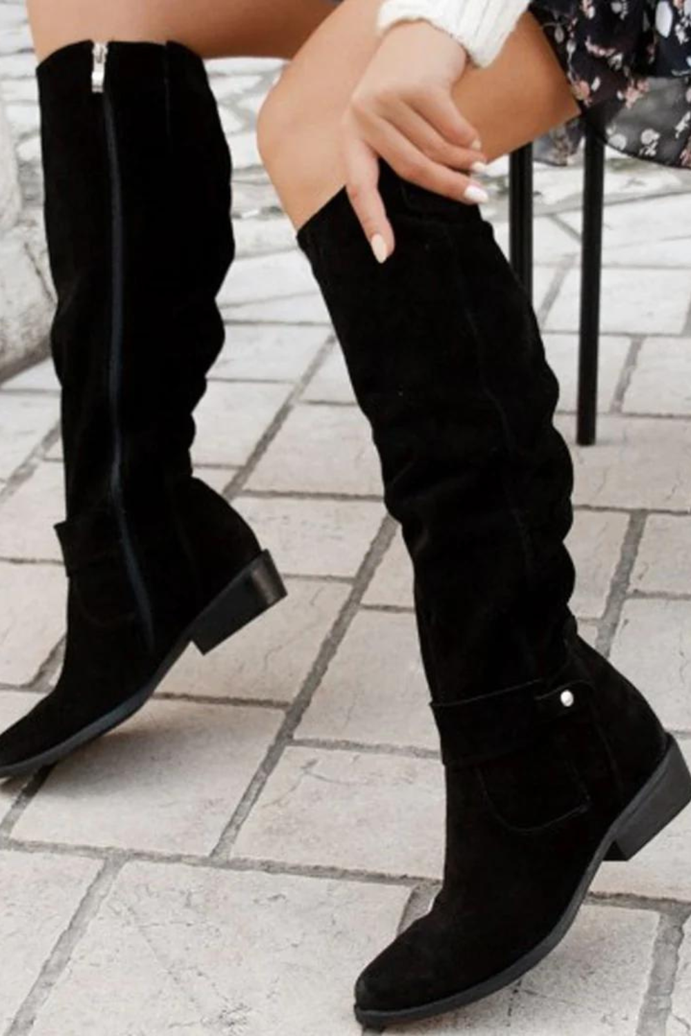 Hohe Damen Wildleder Stiefel – Elegante Overknee Stiefel mit Komfortablem Blockabsatz