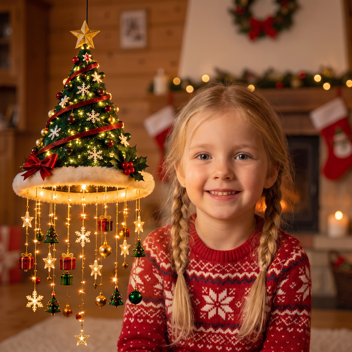Weihnachtsmannmütze mit LED-Beleuchtung – Festliche Weihnachtsmütze mit Lichtern