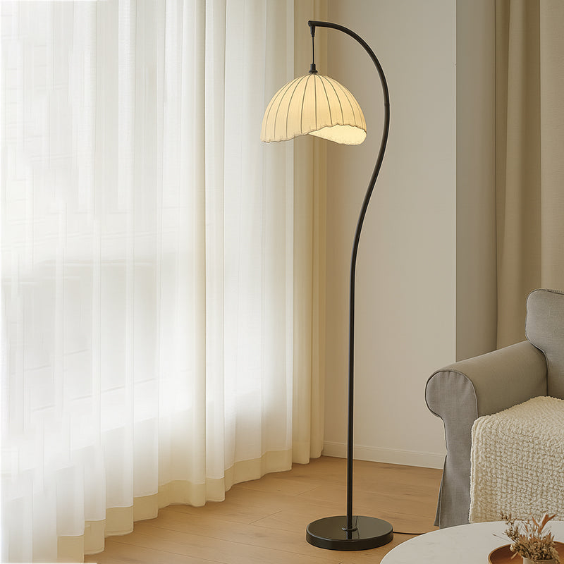 Vintage Booglampe mit Stoffschirm – Klassische Stehlampe