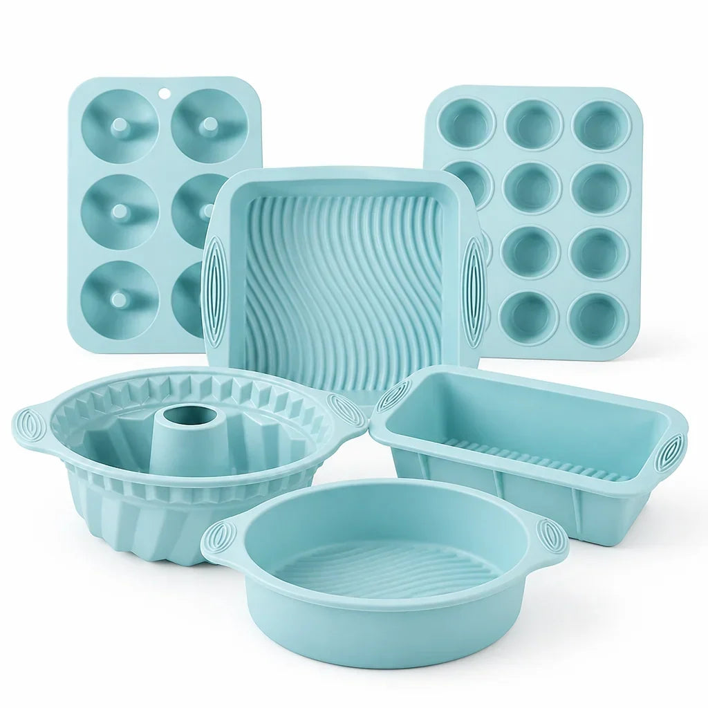 Silikon Backformset 6-teilig – Flexible Antihaft-Backformen für Kuchen und Gebäck