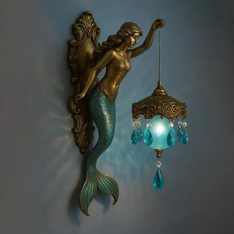 Elegante Barock Meerjungfrau Wandleuchte – Künstlerische Maritime Wandleuchte für Stimmungsvolle Räume