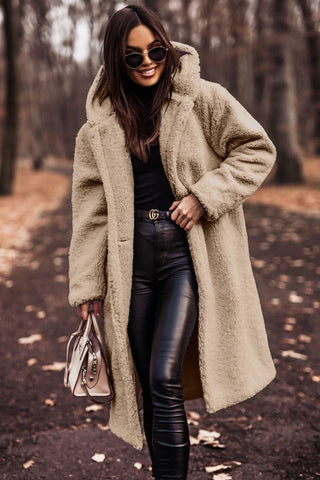 Damen Teddy Mantel mit Kapuze | Heidi-Mode