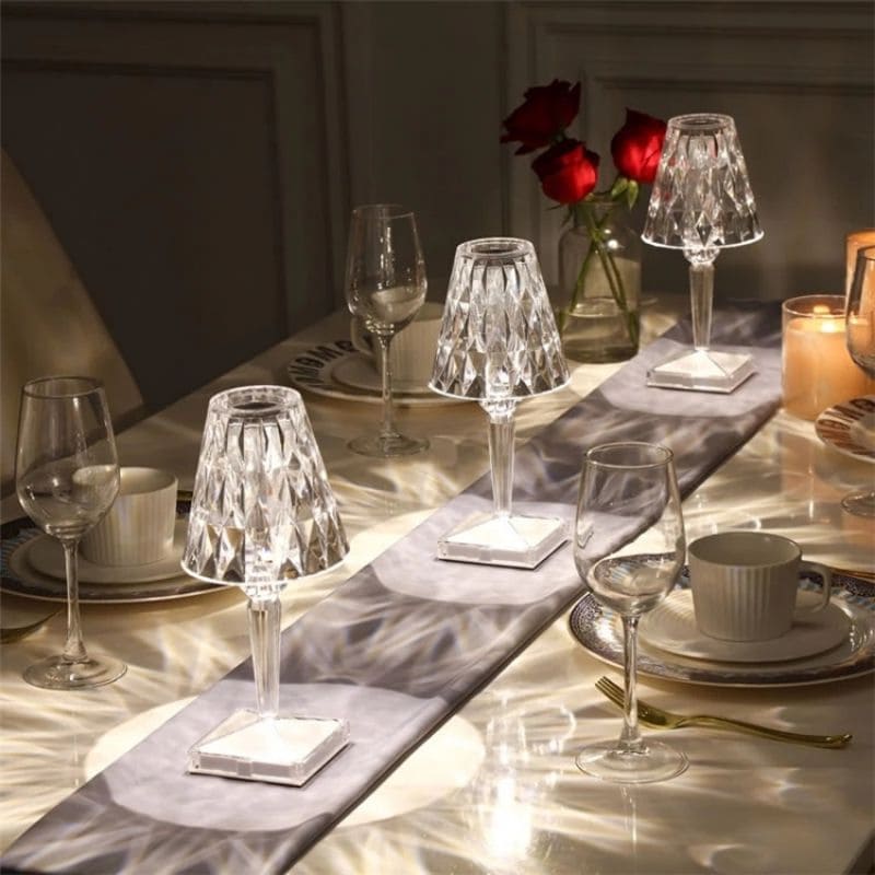 GlimmerLux - Tischlampe aus Kristall mit 3-stufigem Touch-Dimmer