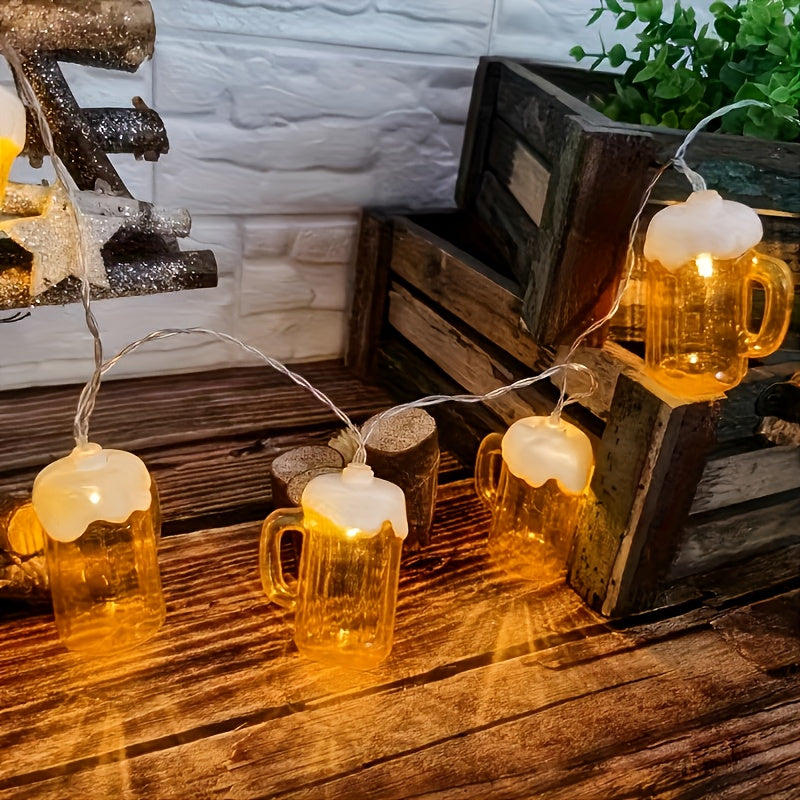 Oktoberfest Bierkrug Lichterkette – 20 Warmweiße LED-Lämpchen, Batteriebetrieben
