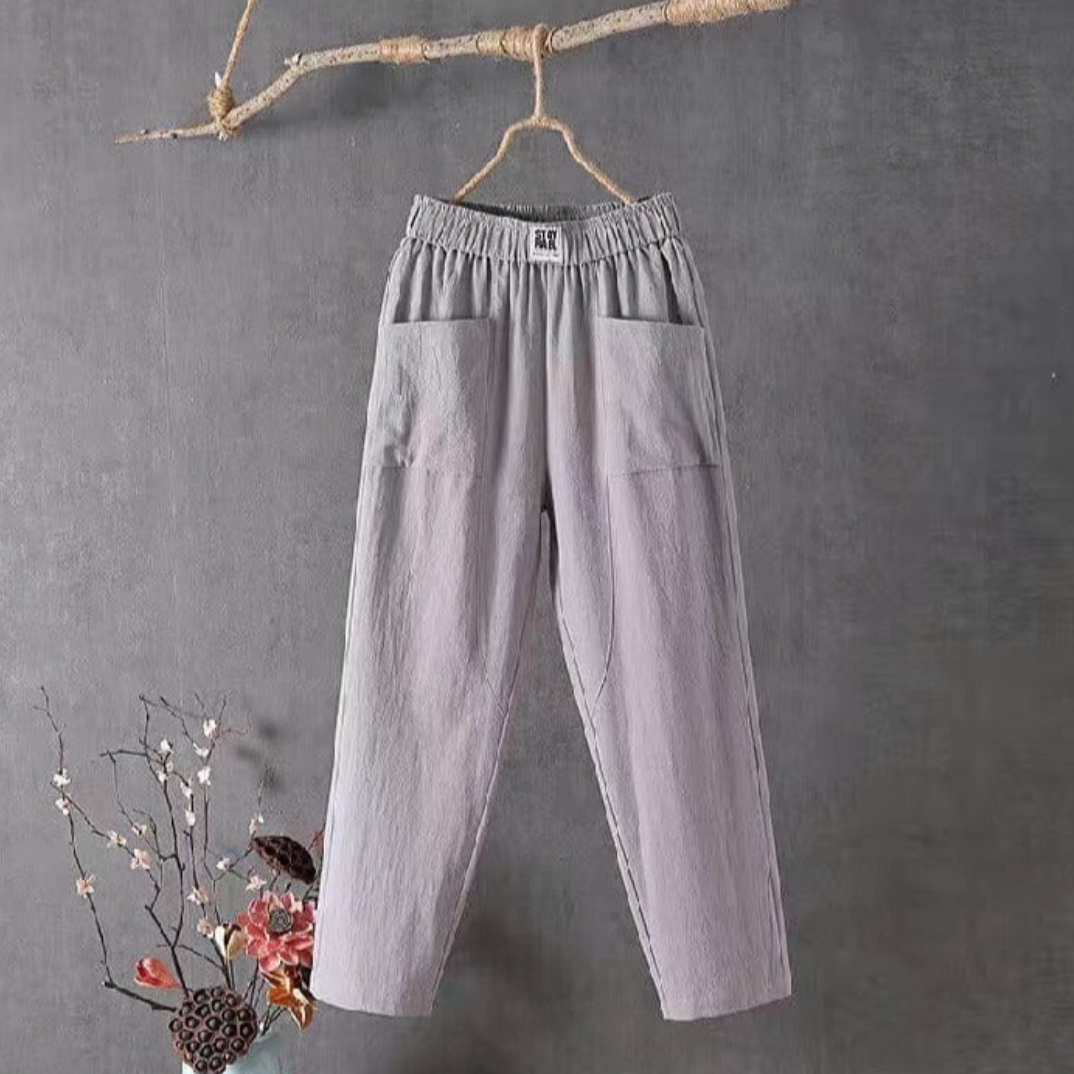 Bequeme Hose mit Elastischem Bund und Taschen für Damen | Ideal für Heiße Tage