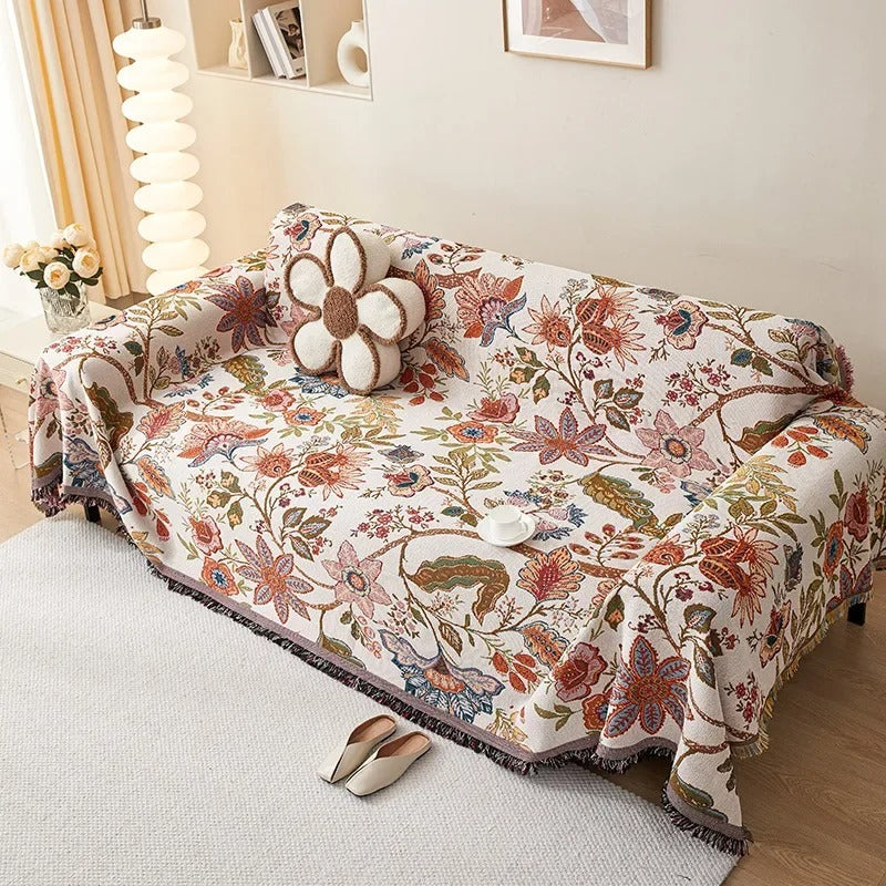 Blumenmuster Decke mit Rustikalen Fransen aus Weichem Polyester Baumwolle