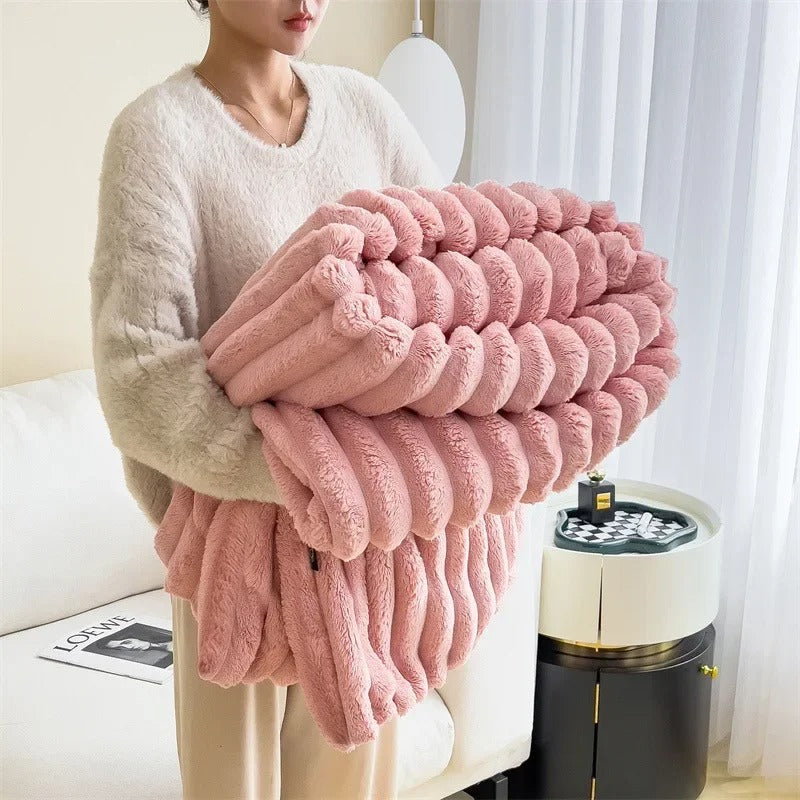 Gestreifte Fleece-Decke aus Flanell – Weiche und Flauschige Plaid für Alle Jahreszeiten