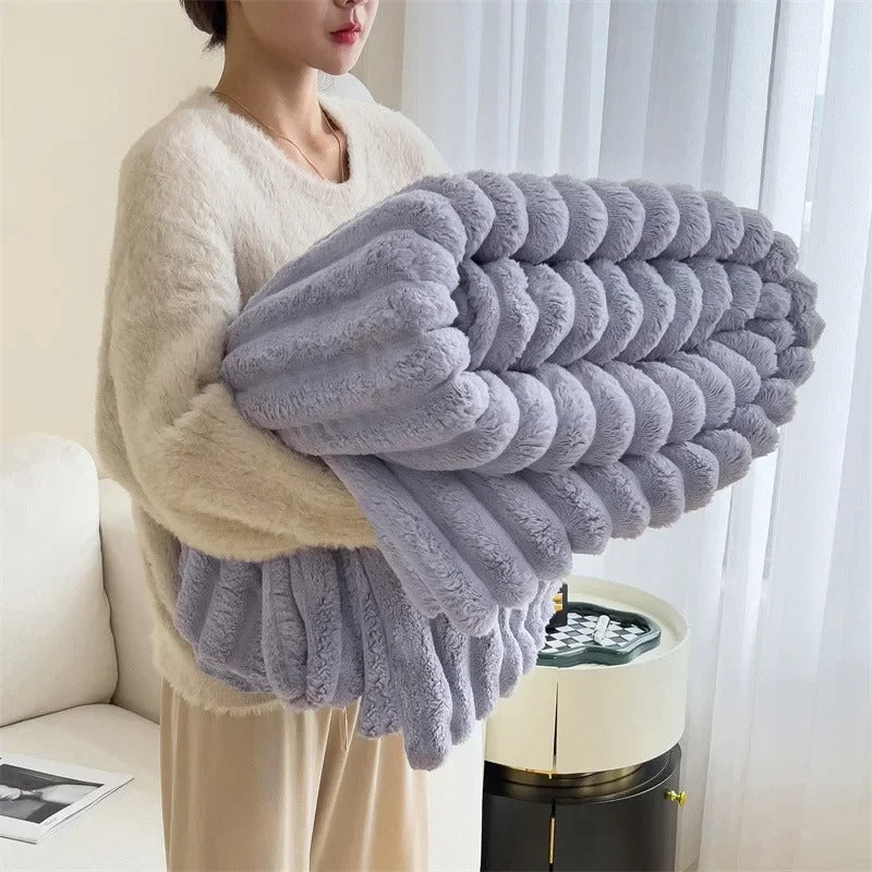 Gestreifte Fleece-Decke aus Flanell – Weiche und Flauschige Plaid für Alle Jahreszeiten