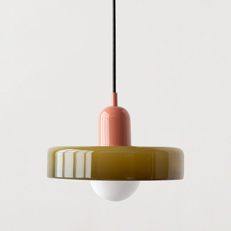 Bauhaus Hängeleuchte aus Buntglas für modernes Interieur