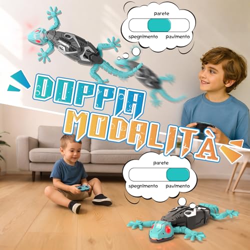 GecoFun Fernbedienung Eidechse | Interaktive Eidechse mit leuchtenden LED-Augen und realistischen Bewegungen für Kinder ab 3 Jahren