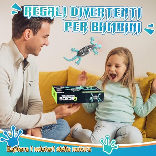 GecoFun Fernbedienung Eidechse | Interaktive Eidechse mit leuchtenden LED-Augen und realistischen Bewegungen für Kinder ab 3 Jahren
