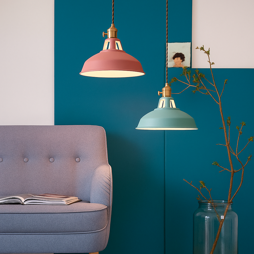 Industrielle bunte Metall-Dompendelleuchte LED 1-Licht