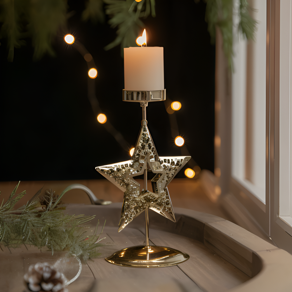Vintage Goldene Weihnachtskerzenhalter – Stimmungsvolle Dekorative Tischdekoration