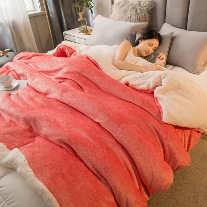 CozyNest Wendbare Woll-Decke – Flanell & Kaschmir Wärmedecke für den Winter