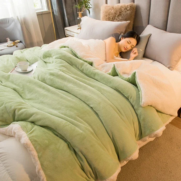 CozyNest Wendbare Woll-Decke – Flanell & Kaschmir Wärmedecke für den Winter