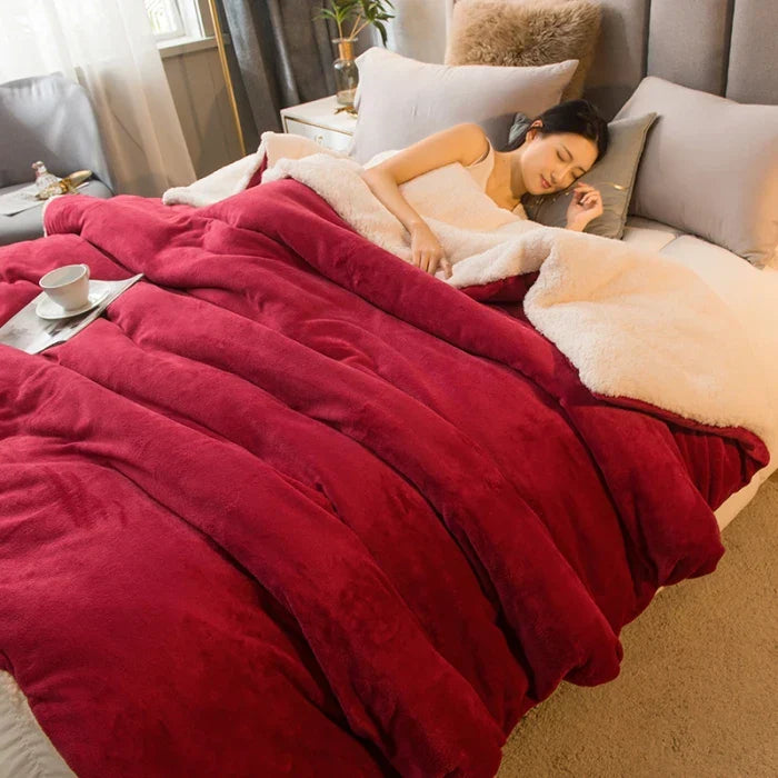 CozyNest Wendbare Woll-Decke – Flanell & Kaschmir Wärmedecke für den Winter